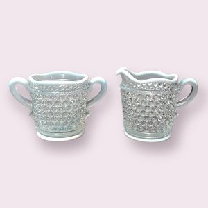 Vintage Westmoreland Glass Company - Opalescent Hobnail Creamer and Sugar